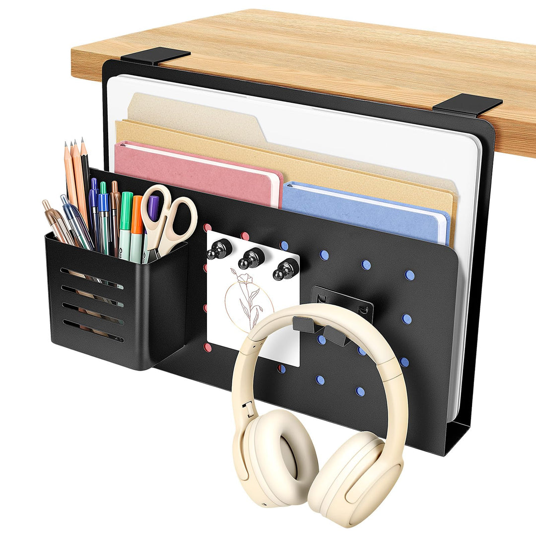 Schreibtisch Organizer Clip-On – Bohrfreie Laptop Halterung für Tischkanten 1–5,6 cm, mit Stifthalte