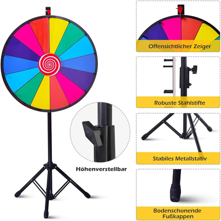 COSTWAY 24" Glücksrad Spielzeug Farbe Rad Spiele für Lotteriespiele, Wortspiele φ60cm