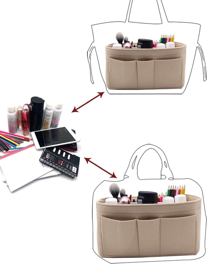 LEXSION Filz-Handtasche/Wickeltasche/Organizer mit Innentasche mit Reissverschluss für Neverfull Spe