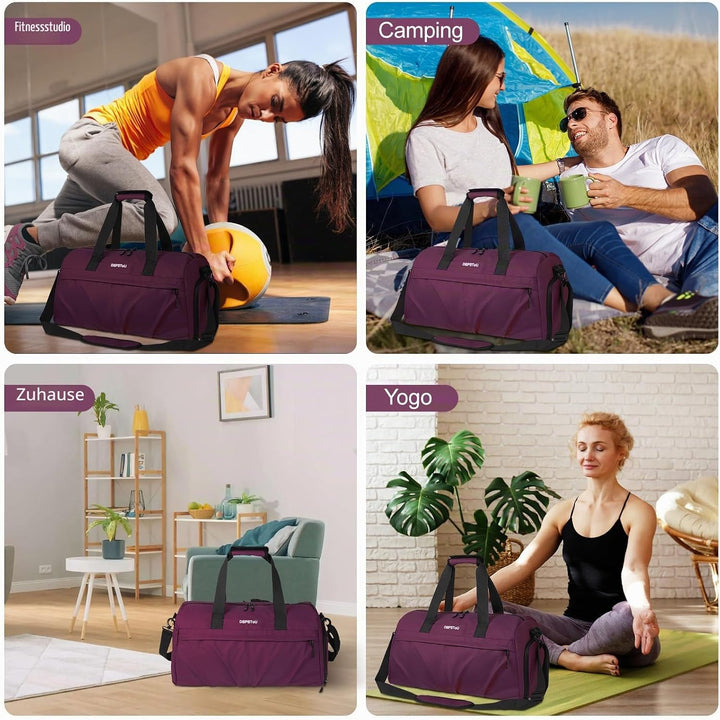 Sporttasche Damen Herren Hartes Material, Reisetasche mit Schuhfach Zwei Belüftungslöchern und Nassf