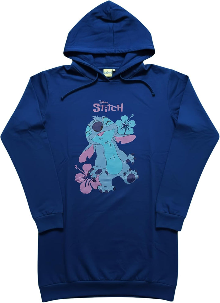 Disney Lilo &amp; Stitch Sweatkleid für Damen - Oversize Hoodie Kapuzenpullover lang Sweatshirt Langarm