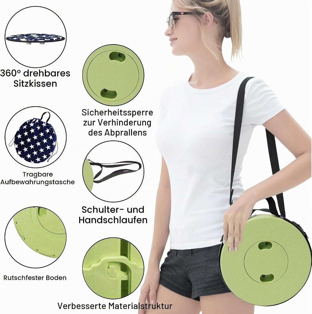 ALEVMOOM Tragbarer Klapphocker mit Kissen,Camping Hocker Teleskophocker,Klappbarer Hocker,Mini Leich