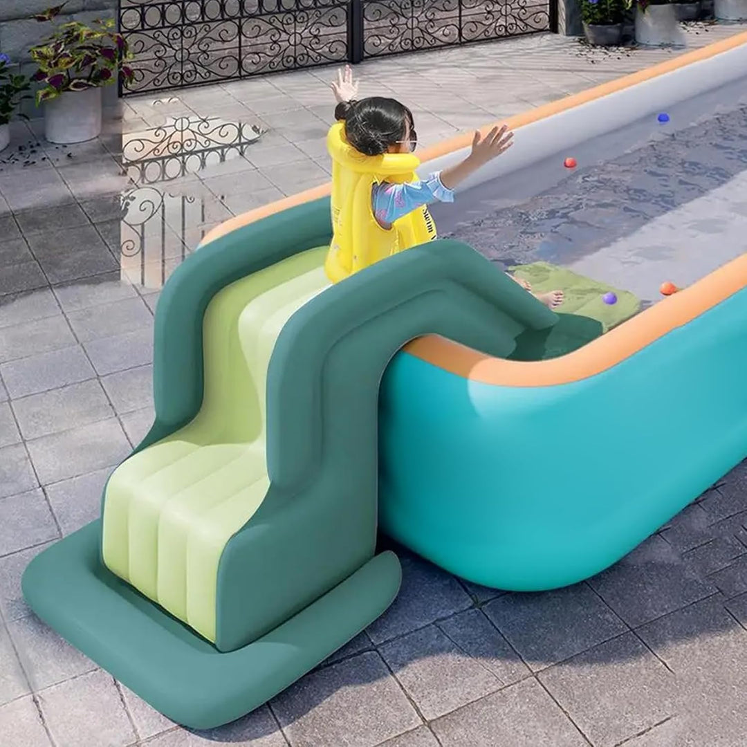 Poolrutsche, aufblasbare Wasserrutsche mit Luftpumpe für den Innen- und Hinterhofgarten im Freien, 7