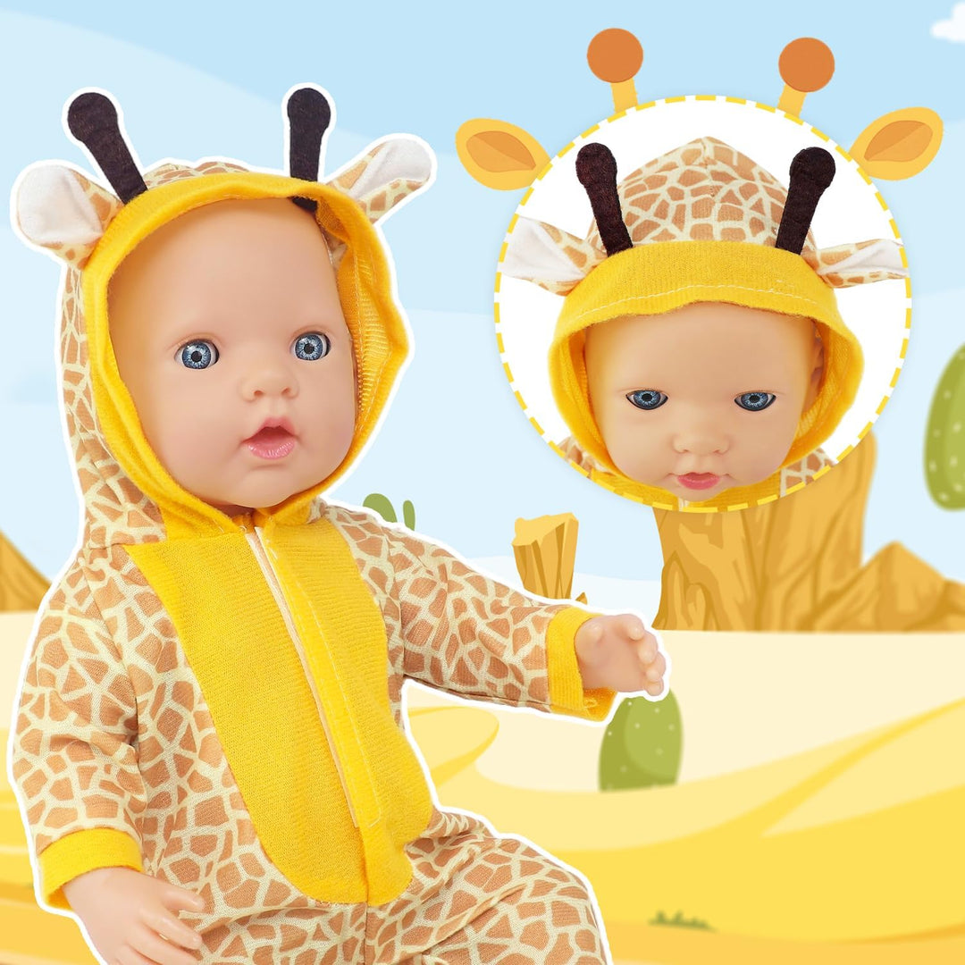 6 Sätze Tierkostüm Puppenbekleidung für 40-45cm (16-18 Zoll) Puppen (mit Dinosauriern, Einhornen, Fr