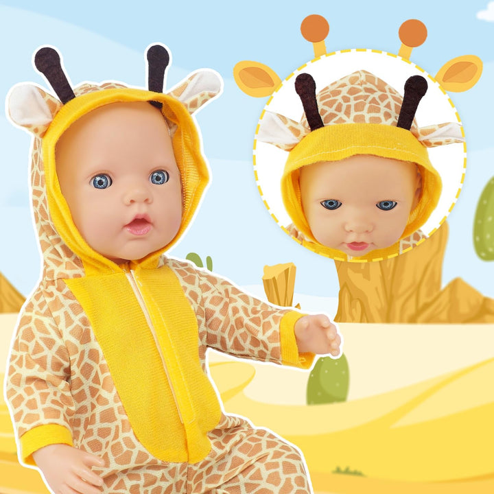6 Sätze Tierkostüm Puppenbekleidung für 40-45cm (16-18 Zoll) Puppen (mit Dinosauriern, Einhornen, Fr