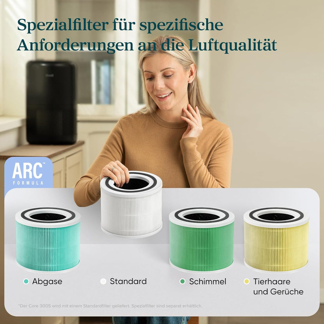 LEVOIT Luftreiniger mit HEPA Luftfilter, CADR 258m³/h für 54㎡ Raucherzimmer, gegen 99,97 Prozent Sch