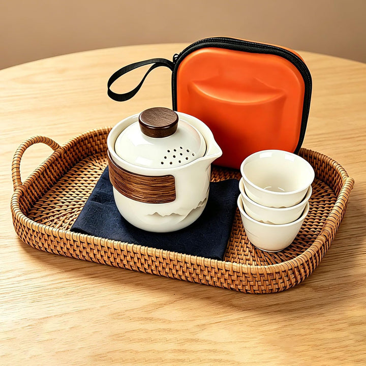 Chinesisches Gongfu-Tee-Set, Tee Set Teekanne Und Tasse, Tragbares Keramik tee kannen sets mit Reise