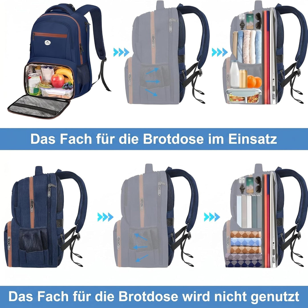 MATEIN Laptop Rucksack mit Kühlfach 17 Zoll, Arbeitrucksack Herren Damen Wasserdicht, Schulrucksack