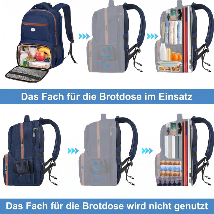 MATEIN Laptop Rucksack mit Kühlfach 17 Zoll, Arbeitrucksack Herren Damen Wasserdicht, Schulrucksack