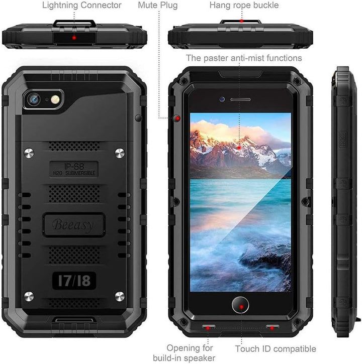 Beeasy für iPhone 8/7 Hülle, iPhone SE 2020/2022 Hülle Wasserdicht Outdoor Stossfest Handyhülle Mili