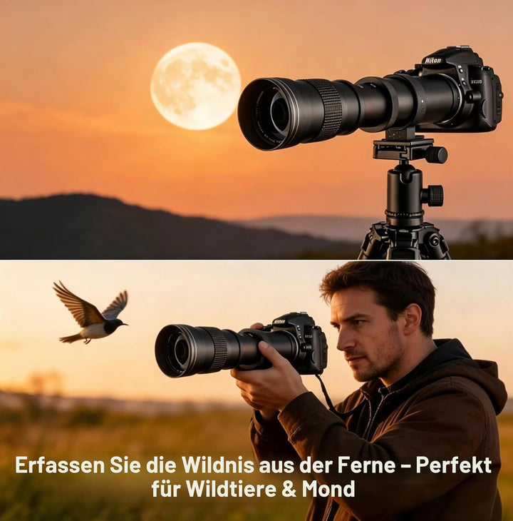 JINTU 420–800mm Super-Telezoom Objektiv Manueller Fokus für Canon EOS DSLR-Kameras 2000D 4000D 5000D