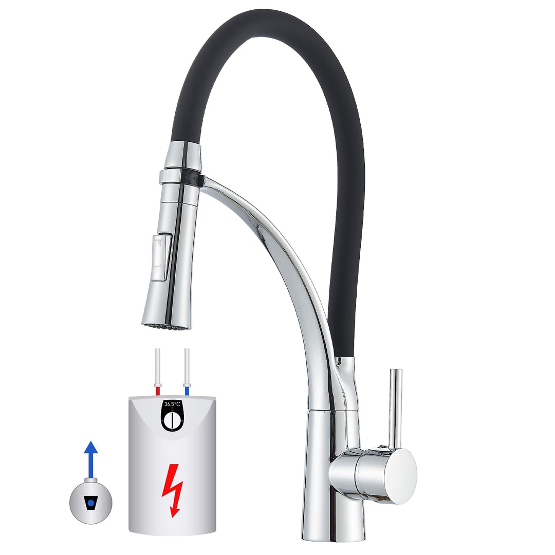 Niederdruck Armatur Küche Spültischarmatur Chrom Flexibler Schwarz 360° Drehbare mit 2 Sprühfunktion