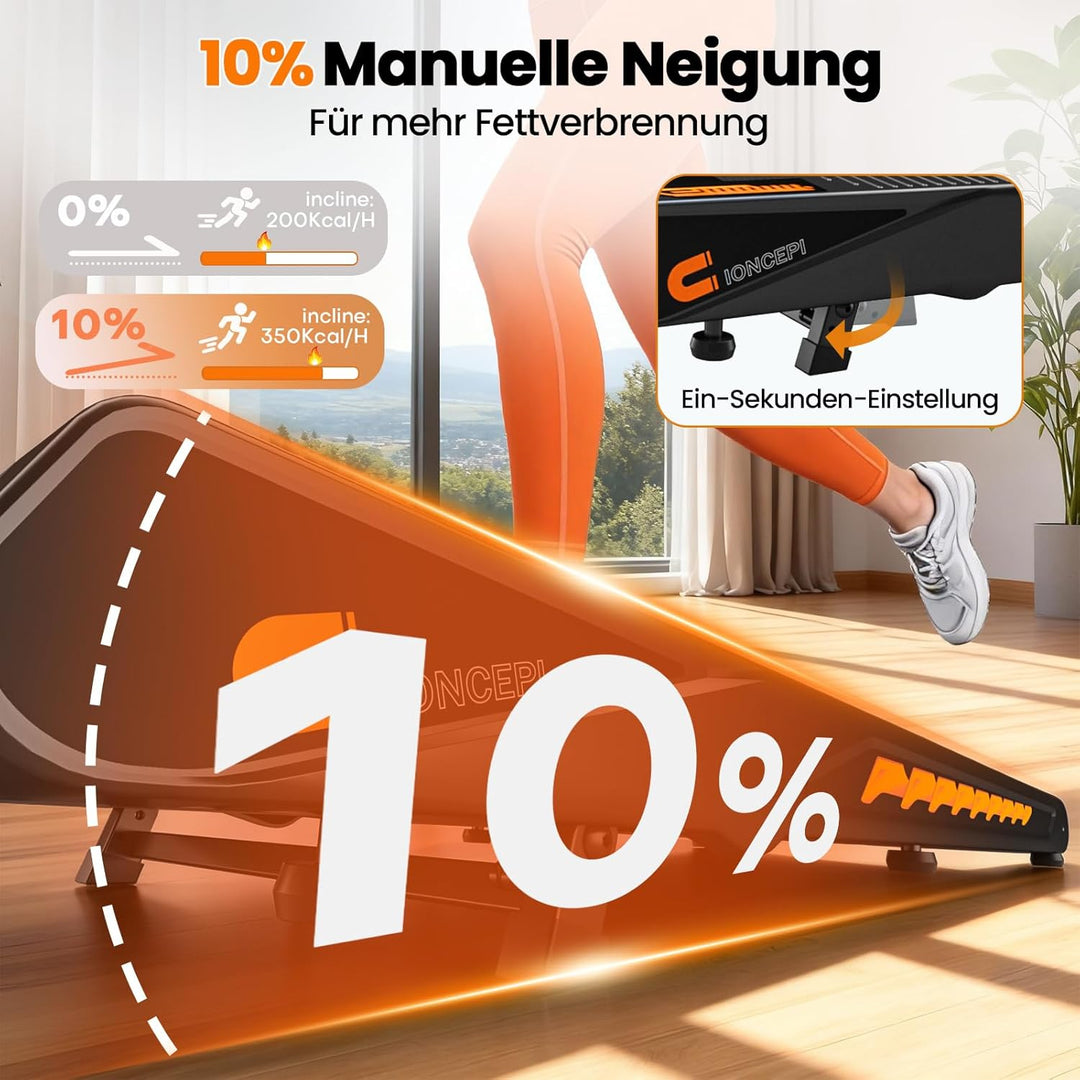Walking Pad mit Bluetooth Lautsprecher, 4 in 1 10km/h Laufband für Zuhause mit 10% Steigung, 2,75 HP