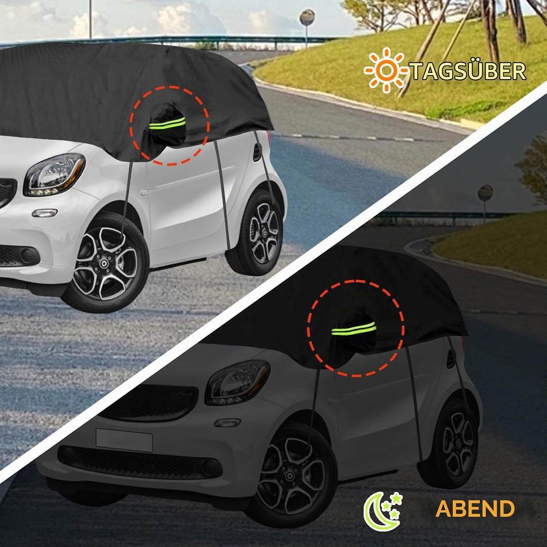 Halbgarage Autoabdeckung Wasserdicht Passend für Smart Fortwo 2006-2025, 300D Atmungsaktiv Autoplane