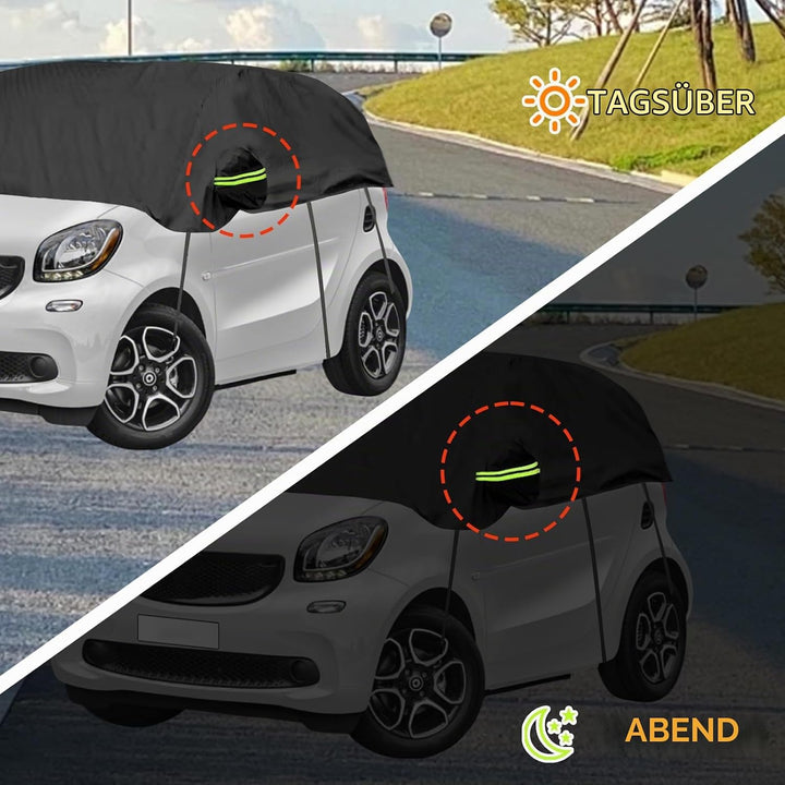 Halbgarage Autoabdeckung Wasserdicht Passend für Smart Fortwo 2006-2025, 300D Atmungsaktiv Autoplane