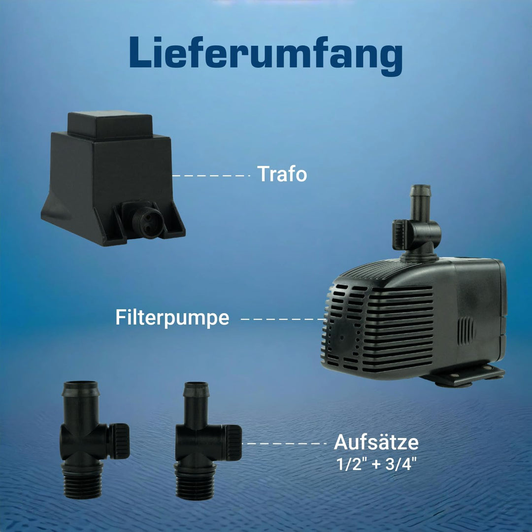 Kerry Pumpe Teichpumpe Wasserspielpumpe bis zu 1000 l/h, 17W