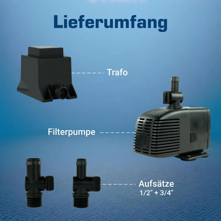 Kerry Pumpe Teichpumpe Wasserspielpumpe bis zu 1000 l/h, 17W