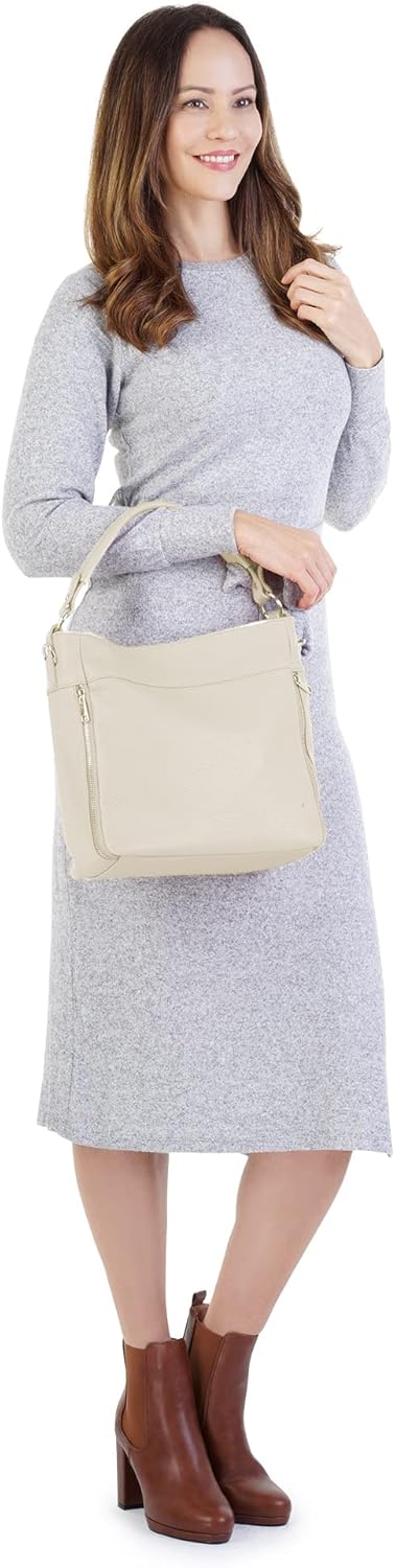 Handtasche Echt Leder Damen 020843 Made in Italy, Smartphonefach, Damentasche aus Rindleder, Umhänge