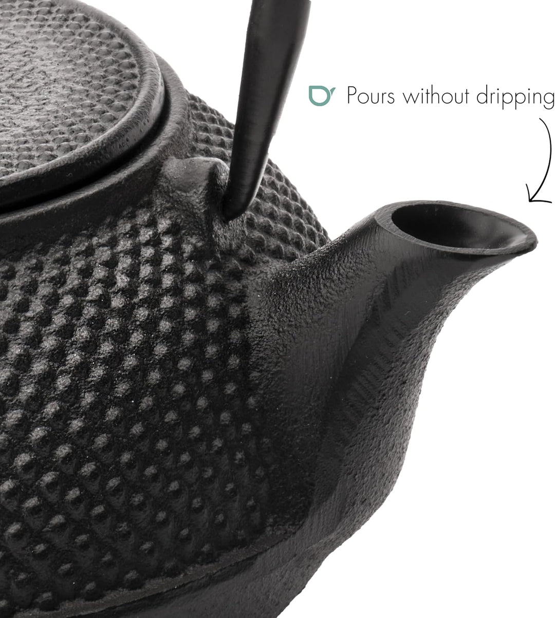 Bredemeijer Schwarze gusseiserne Teekanne 1.1 Liter Jang mit Edelstahlfilter 1,25 l, 1,25 l