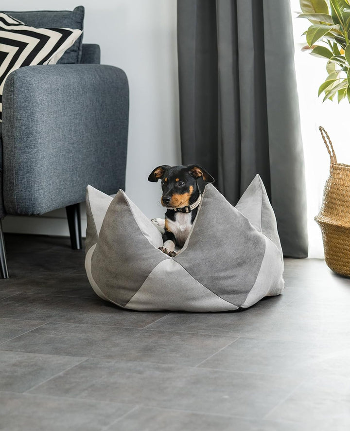 lionto Kronenkissen Sternenkissen Hundebett Katzenbett Haustierkissen, 60x35 cm grau/hellgrau Grau/H