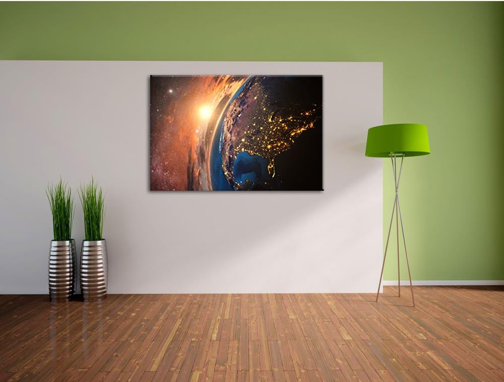 Pixxprint 3D-Rendering der Erde als Leinwandbild/Grösse: 100x70 cm/Wandbild/Kunstdruck/fertig bespan