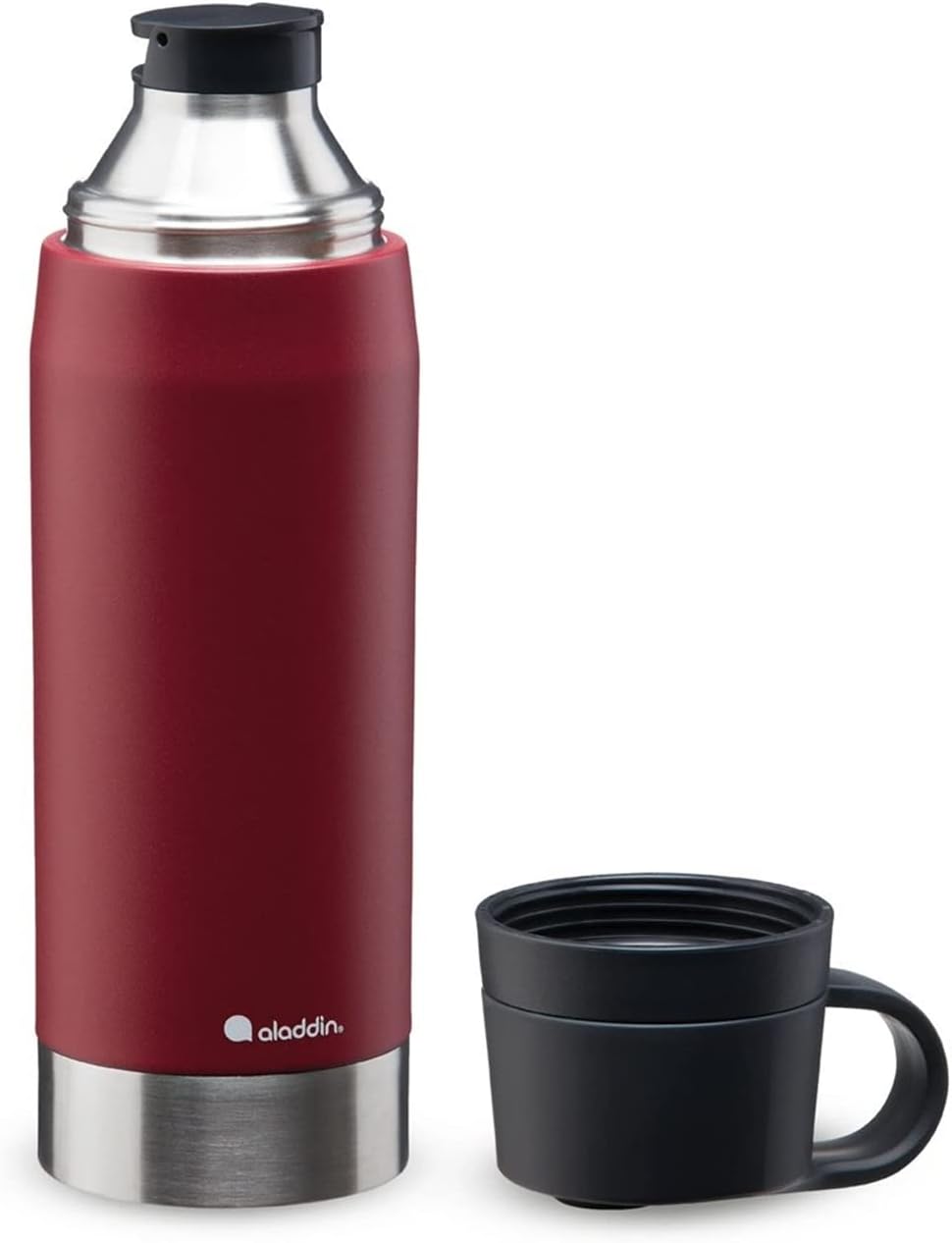 Aladdin CityPark Thermavac Twin Cup Bottle 1.1L Burgundy Red – BPA FREE Stainless Steel Bottle with