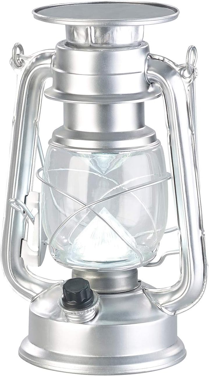 Lunartec Sturmlaterne Solar: Dimmbare High-Power Solar-LED-Sturmlampe, 200 lm, 3 W, silbern (Solar L