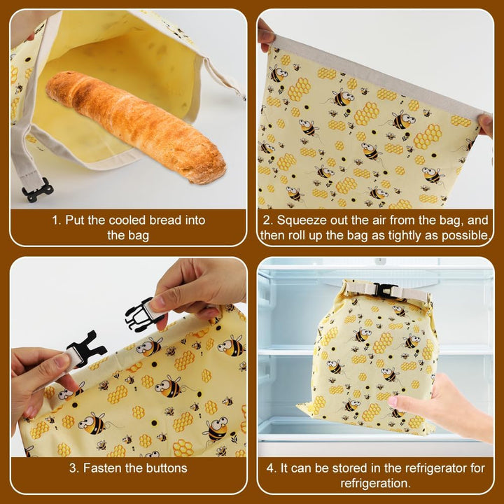 2 Stück Bienenwachs Brotbeutel Gross, Wiederverwendbare Brotbeutel mit Bienenwachs, 43x33 cm Brotbeu