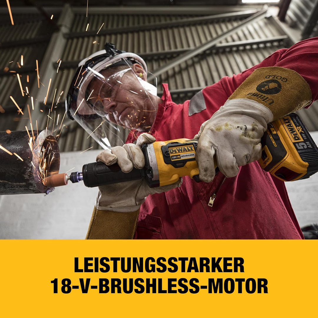 Dewalt Akku-Geradeschleifer (18V, bürstenlos, 6 mm Spannzange, dreistufige Drehzahlelektronik, LED-L
