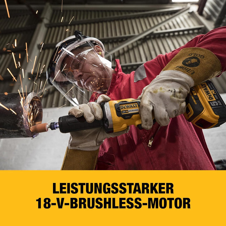 Dewalt Akku-Geradeschleifer (18V, bürstenlos, 6 mm Spannzange, dreistufige Drehzahlelektronik, LED-L