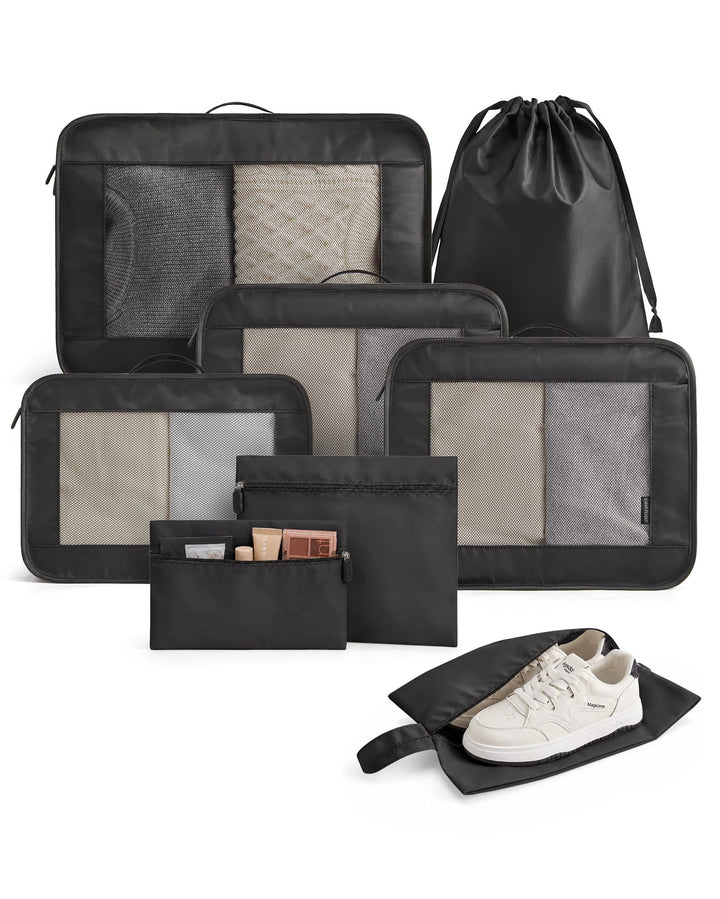 Light Flight Koffer Organizer 8-teilig Packing Cubes mit Tragegriff | Platzsparender Reiseorganizer