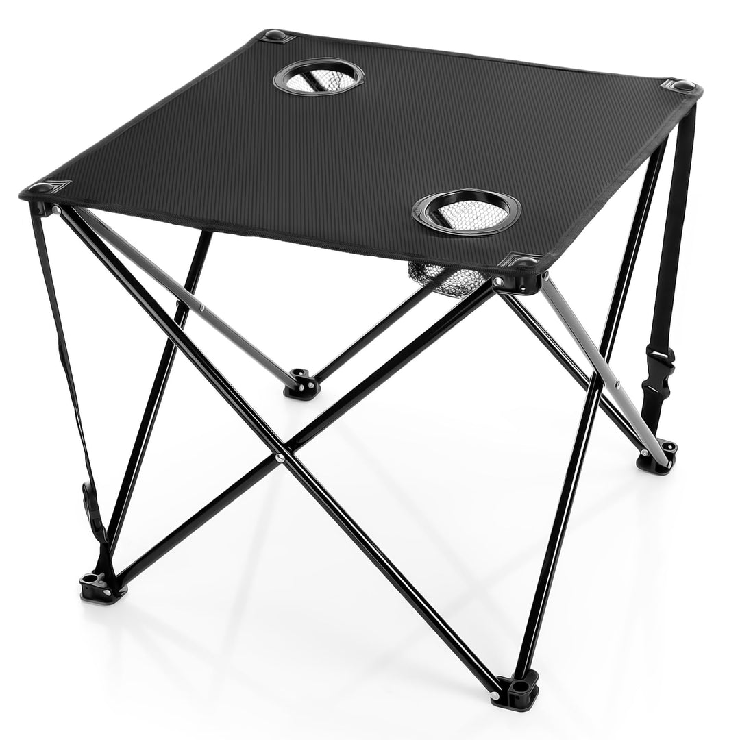BigDean Campingtisch faltbar mit 2 Getränkehaltern Schwarz belastbar bis 30 kg – tragbarer & ultrale