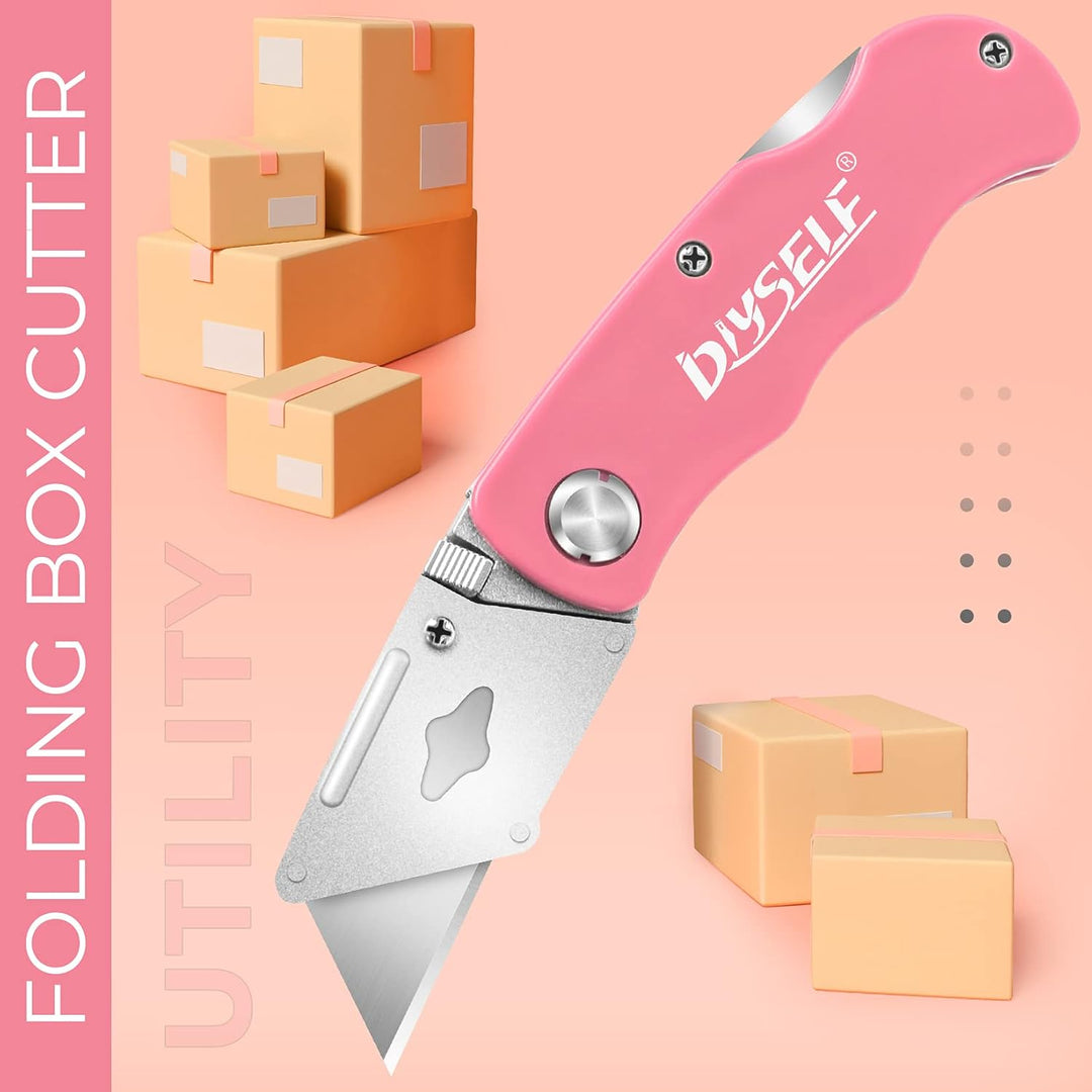 DIYSELF Messer 7er Pack Kartonschneider, Rückenschloss Design, Schneller Klingenwechsel, Rasiermesse