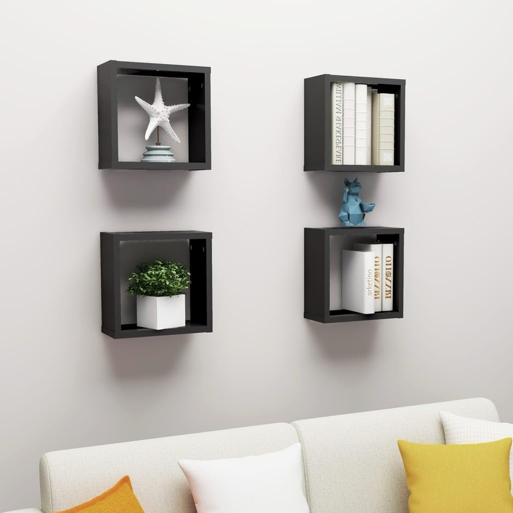 vidaXL 4X Würfelregal Wandregal Hängeregal Cube Lounge CD Regal Dekoregal Bücherregal Schweberegal W