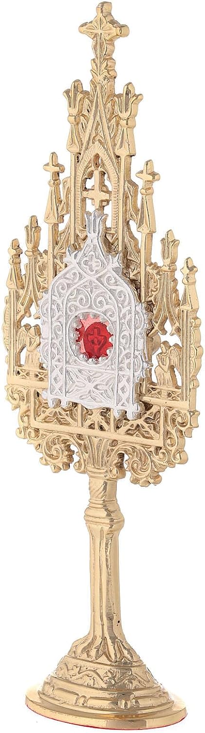 Holyart Monstranzen und Reliquiare aus Metall: Mini Reliquiar zweifarbigen Messing gotischen Stil 22