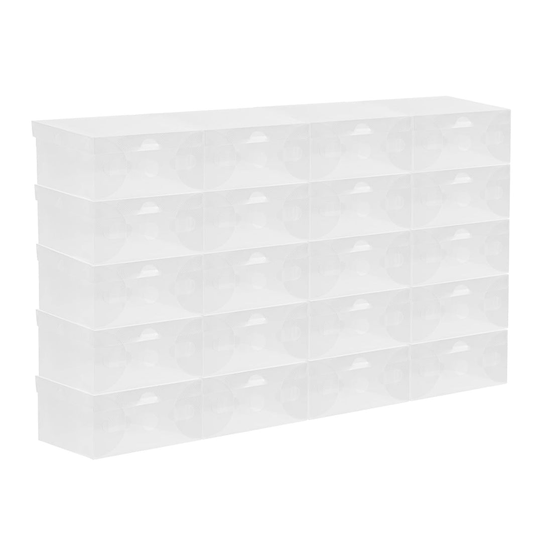 20 Stück Transparent Schuhbox Organizer Stapelbar Schuhaufbewahrung Klappbar Schuhboxen Kunststoff S