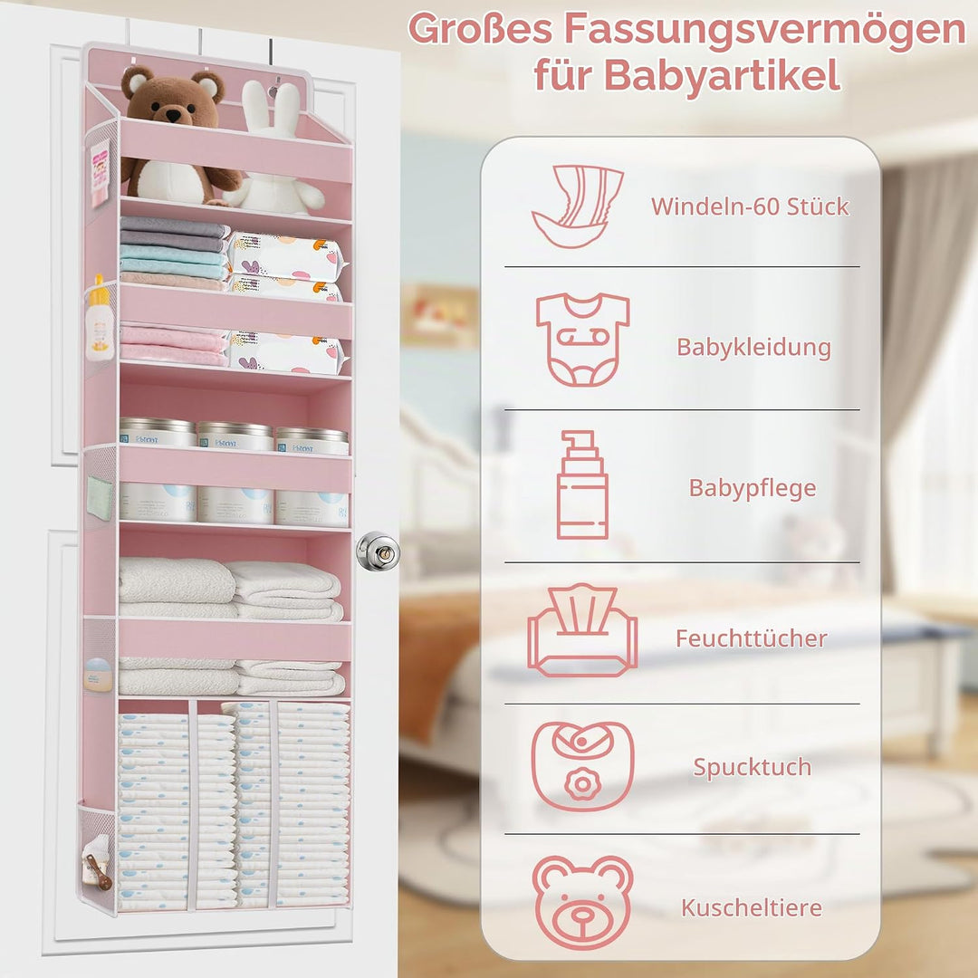 Tür Organizer Hängend mit 5 Fächern, 1 grossem Fassungsvermögen Caddy &amp; 10 Seitentaschen, Wickeltasc