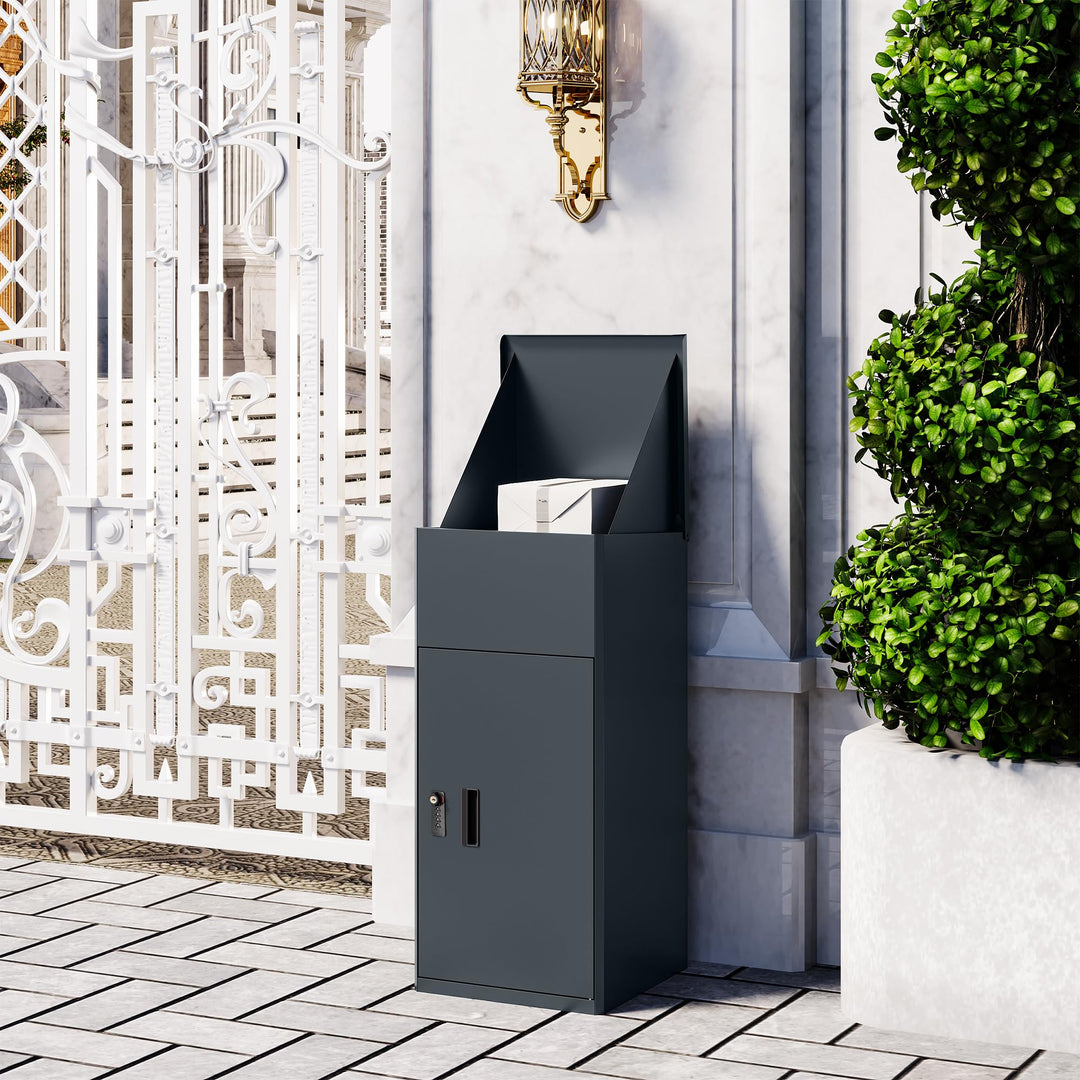 VEEHAUS Paketbriefkasten Schwarz Gross Briefkasten Verzinktes Blech Paketbox Draussen Gross XL Und P