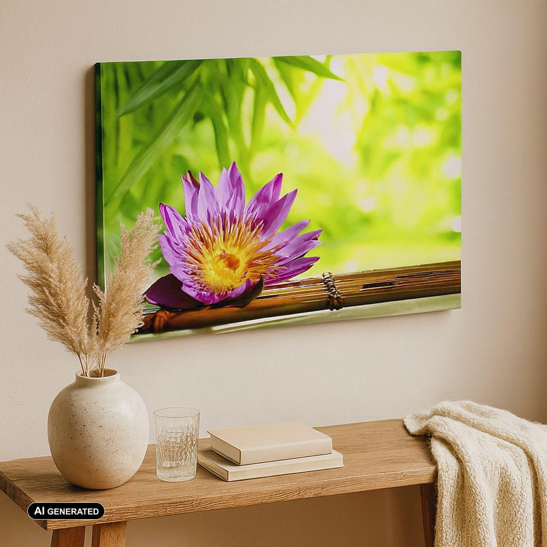 ARTTOR Bilder auf Leinwand Asien spa bambus blume Leinwandbild 70x50cm Wandbilder Dekoration Wohnzim