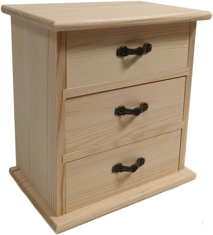 Yudu Holzkästchen Holz Kommode Aufbewahrungsbox Sammelkasten mit 3 Schubladen