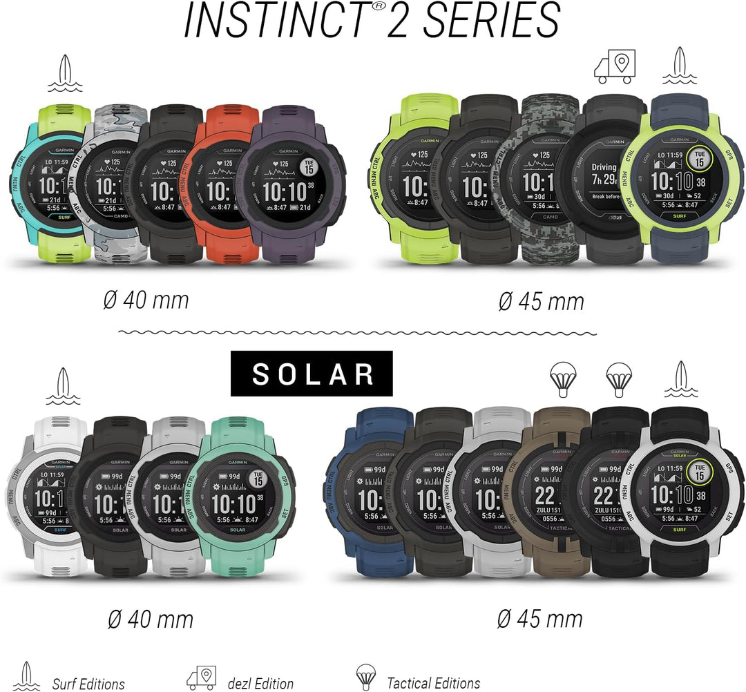Garmin Instinct 2S Solar – schlanke GPS-Smartwatch mit bis zu 51 Tagen Akkulaufzeit, über 40 Sport-A
