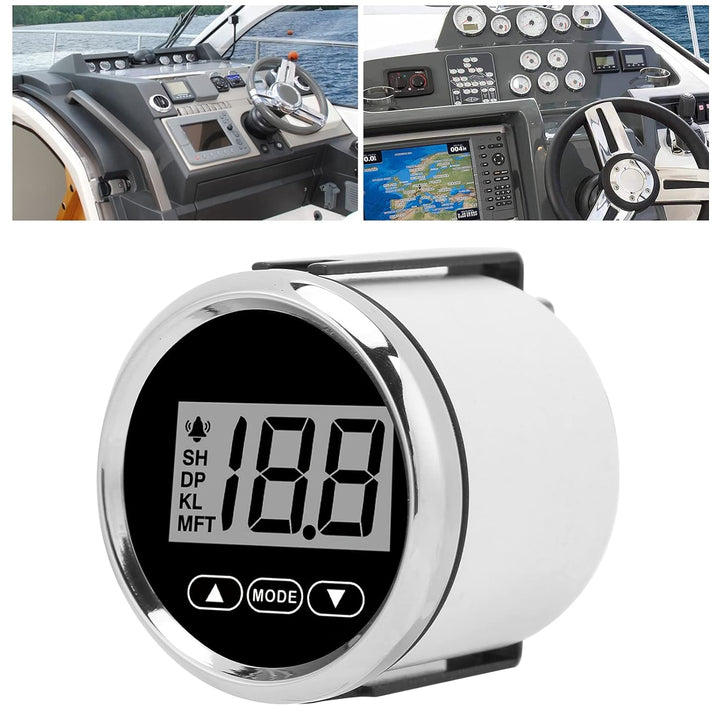 Tiefenmesser Boot,Bootstiefenmesser,52 Mm / 2 Zoll Marine-Tiefenmesser Digitaler Tiefenmesser Rang 1