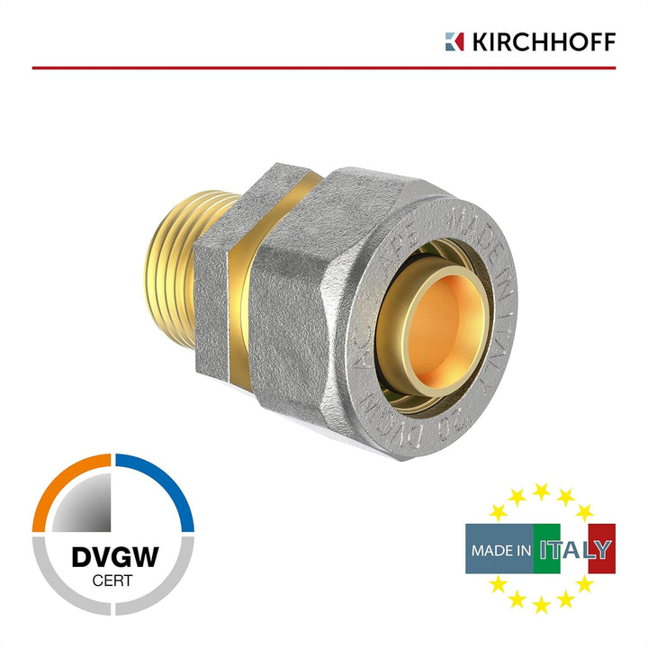 KIRCHHOFF | MSVR Rohr | 5er Set | Klemmringverschraubung 20 mm x 1/2" | Aluverbundrohr | für Heizung