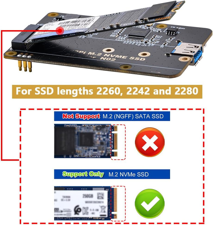 GeeekPi M.2 NVME SSD Storage Expansion Board for Raspberry Pi 4, Only Support M.2 NVME SSD (Raspberr