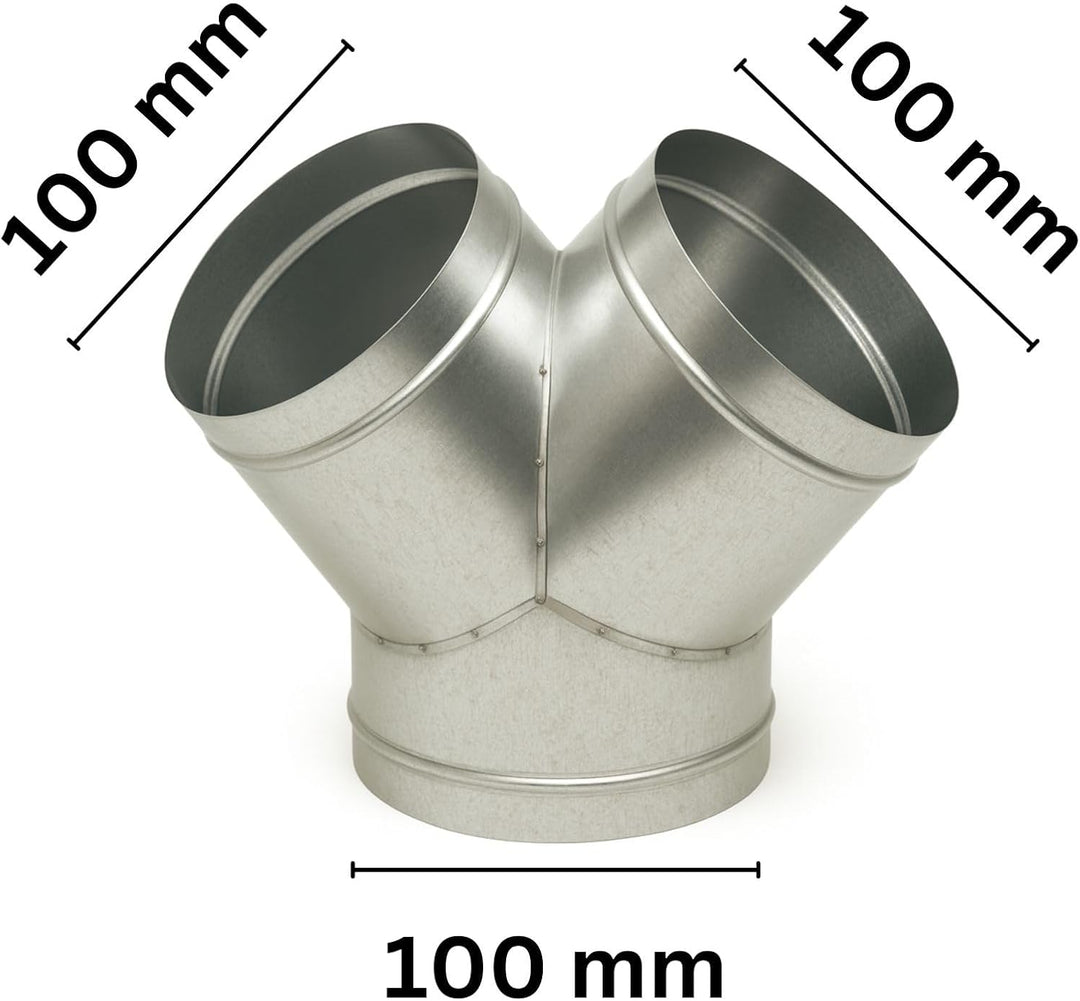 Weedness Y-Stück 100 mm Metall Rohr für Grow Abluft - Rohrlüfter Lüfter Aktivkohlefilter Ablauftschl