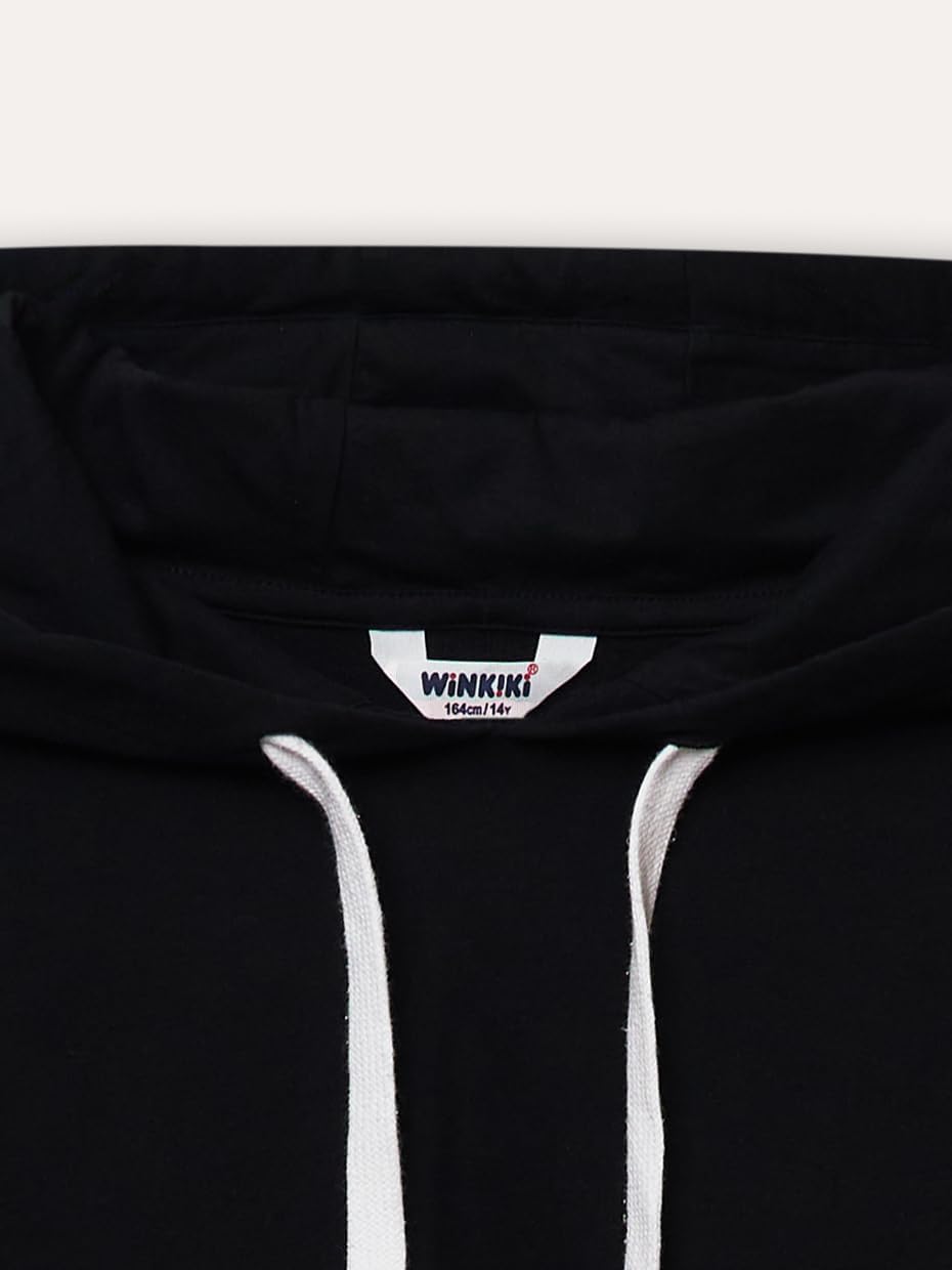 WINKIKI Kids Wear Crop Top Cropp Pullover Abgeschnittener Kapuzenpullover für Mädchen Teenager Langa
