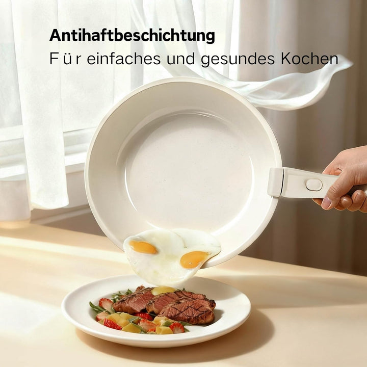LEADZM Keramik Topfset Induktion，Pfannenset，Kochtopf Set mit Deckel，Induktions Töpfe Set，22-Teilig，A