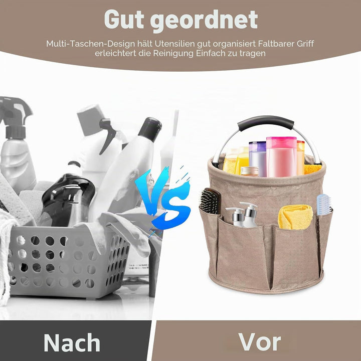 Reinigungskorb, Putzmittel Organizer Werkzeugkorb mit 6 Aussentaschen Aufbewahrungskorb Mit Griff We
