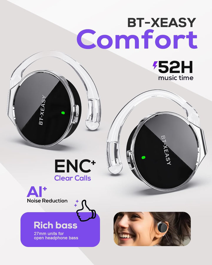 On Ear Kopfhörer Bluetooth 5.4, Open Ear Kopfhörer Kabellos Bluetooth Geräuschunterdrückung, Wassert