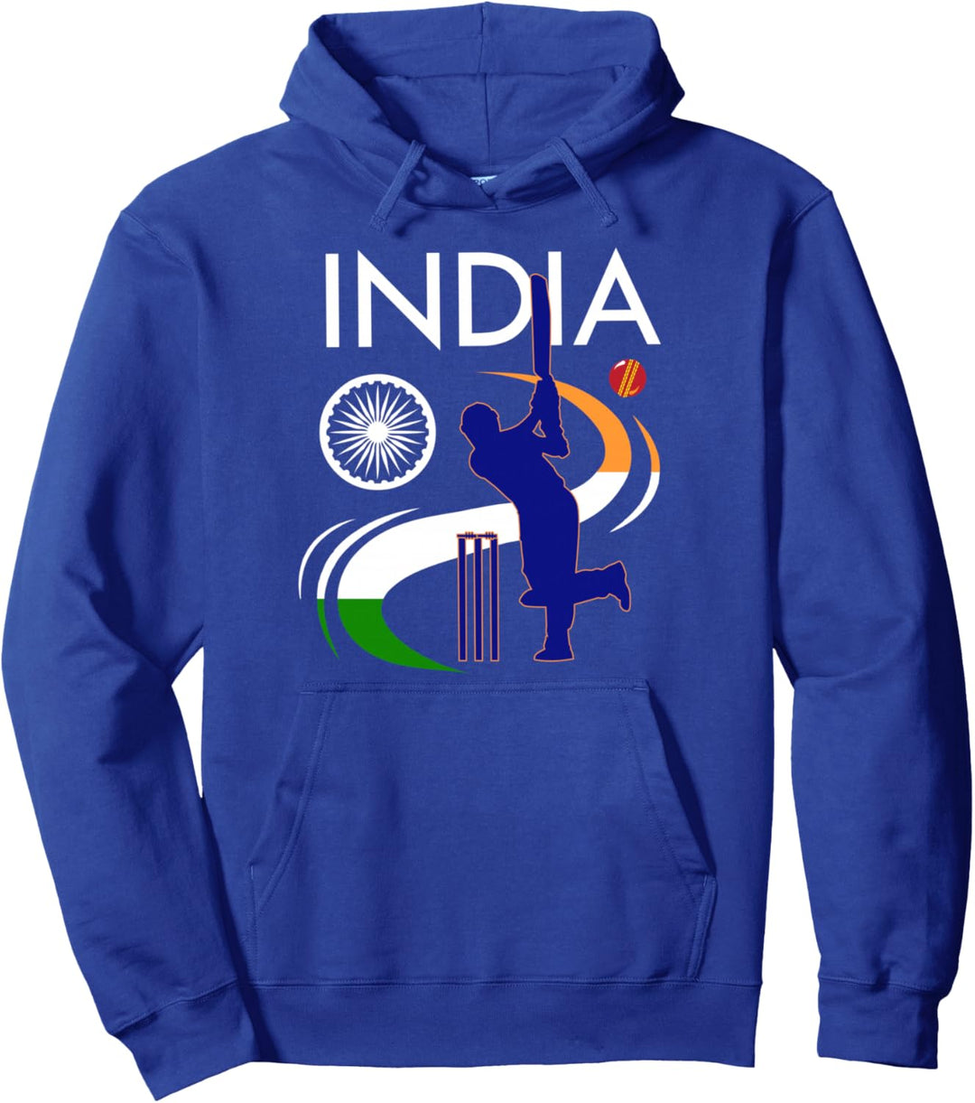 Indien Cricket mit indischer Flagge, Pinselstrich Pullover Hoodie